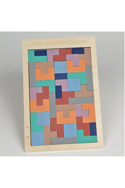 Antok Art AntokArt Tablă colorată Tetris din lemn – puzzle educativ pentru mi...
