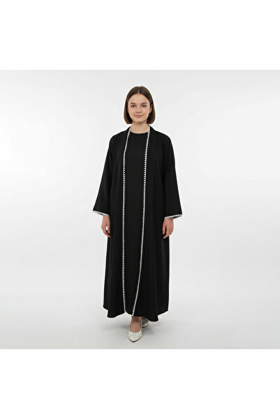 HAWRAA ABAYA Black Girls' Abaya with White Embellishments