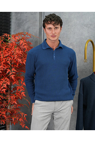 MODEFENDİ Polo Collar Button Detailed Sweater