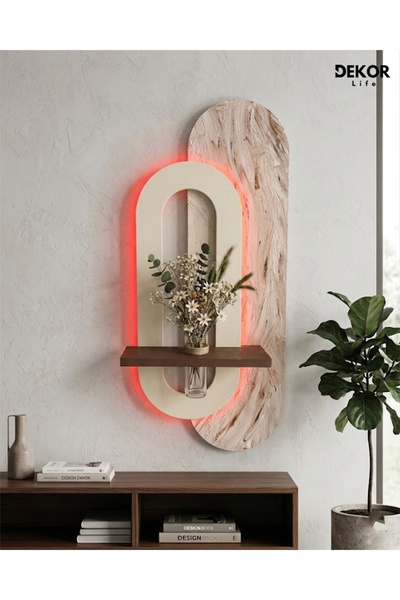TAKIFİX Pilli LED’li 40×90 CM Oval Modern Ledli Duvar Tablosu | Dekoratif Pan...