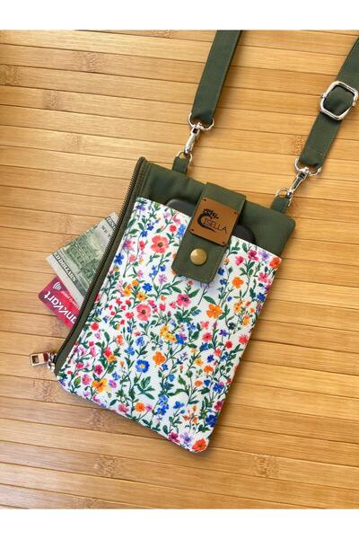 İsella Phone Bag and Wallet Khaki Wildflower Pattern