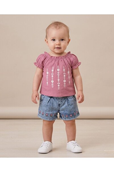 Egelite Baby Girl Summer Denim Shorts and Floral Printed T-Shirt 6-9-12-18-24...
