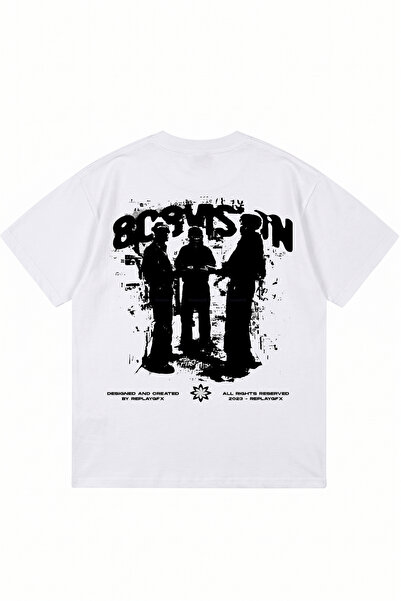 DASH WEAR Urban Echo White Oversize Crew Neck T-Shirt