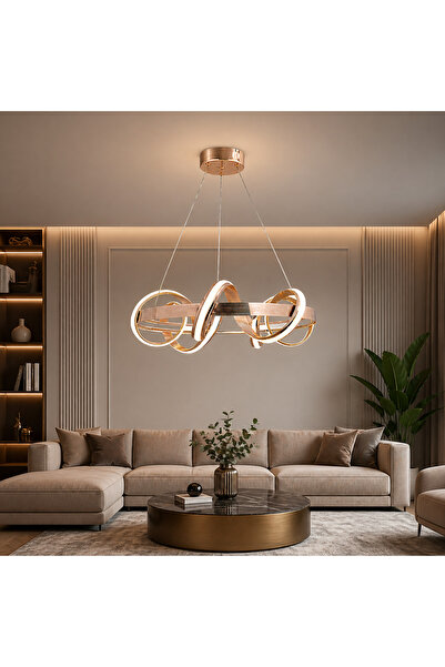 LUNOX Modern LED Sarkıt Avize Gold – LNX ÇZG Kuzey Tasarım, Salon ve Oturma O...