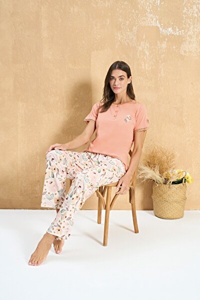 Over Sleep by Poleren ΣΕΤ ΠΙΤΖΑΜΑΣ ΜΟΝΤΑΛ ΜΕ ΚΟΝΤΑ ΜΑΝΙΚΙΑ ΣΕ ΠΟΡΤΟΚΑΛΙ ΧΡΩΜΑ