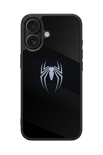 SCALETA CASE iPhone 16 Uyumlu Spiderman Tasarımlı Glossy Mat Siyah Silikon Te...