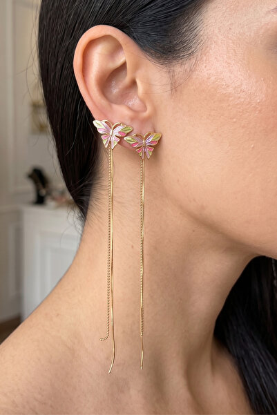 PETEK AKSESUAR Butterfly Long Ghost Earrings