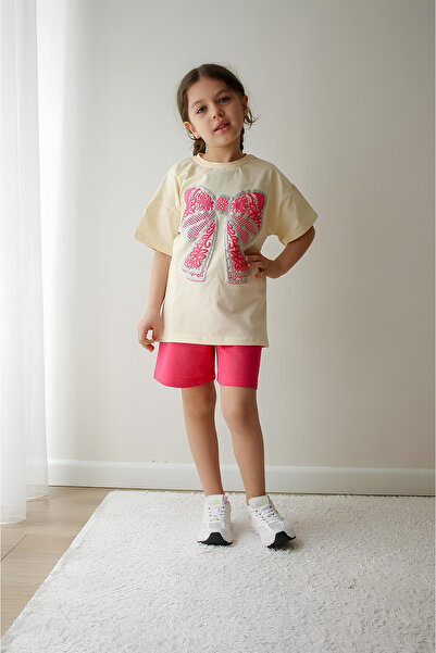 Belya Kids Wear Κοριτσίστικο Σετ Μπλούζα-Παντελόνι Oversize με Σχέδιο Φιόγκου...