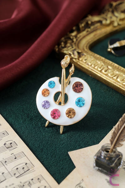 Cinderella Accessories Ressam Paleti Broş Renkli Kristal Taşlı - Resim Öğretm...