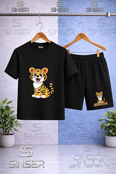 SS SİNSER Παιδικό μπλουζάκι με στάμπα SINSER KAPLAN OTURAN με λαιμόκοψη ποδηλ...