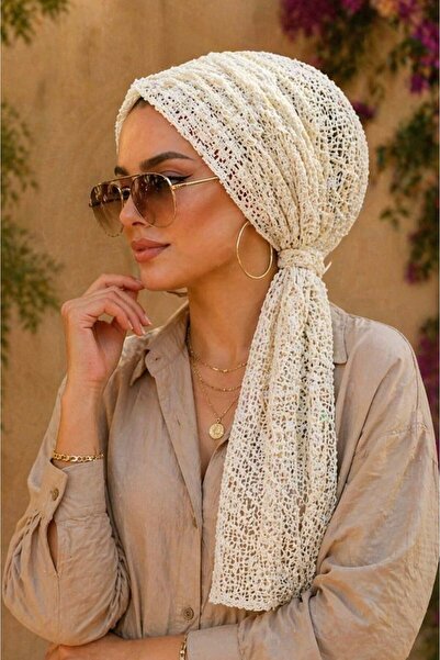 Aişe tesettür Λευκό κοκαλάκι με δαντέλα και αγκράφα