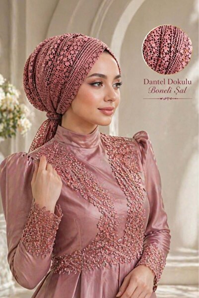 Aişe tesettür Δαντελένιο κοκαλάκι με αγκράφα από αποξηραμένο τριαντάφυλλο