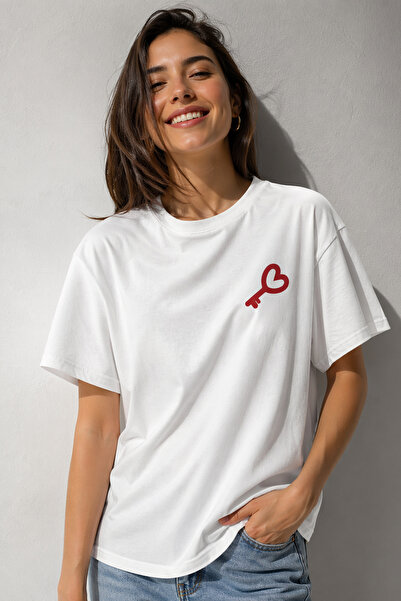 ArtYus Μπλουζάκι Heart Key Minimal Printed Unisex Oversize – Βαμβακερό T-Shir...