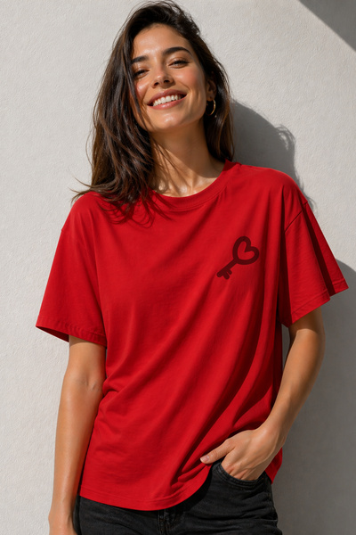 ArtYus Μπλουζάκι Heart Key Minimal Printed Unisex Oversize – Βαμβακερό T-Shir...