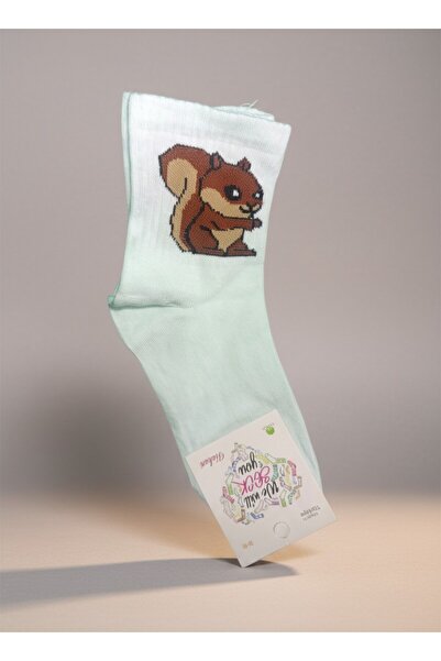 Dark Velvet Γυναικείες κάλτσες 4 τεμαχίων με σχέδιο σκίουρου, υδάτινο πράσινο...