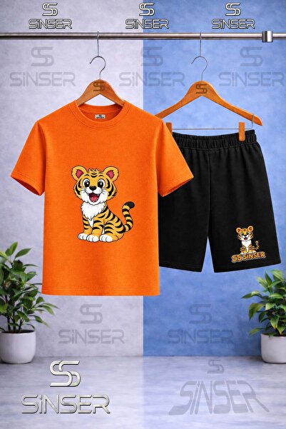 SS SİNSER Παιδικό μπλουζάκι με στάμπα SINSER KAPLAN OTURAN με λαιμόκοψη ποδηλ...