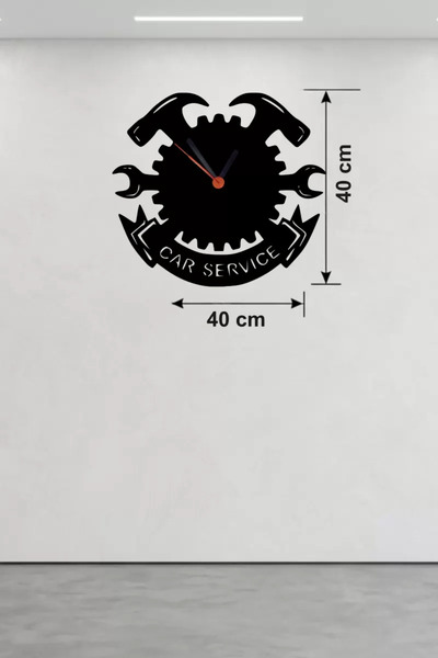 İsmiyle Al Znv Mey Import ®   Car Service Themed Wooden Wall Clock - 40X40 cm...