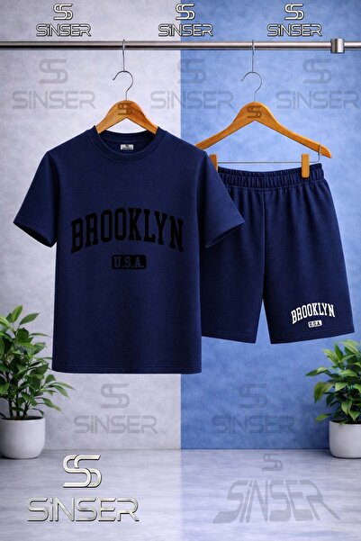 SS SİNSER Παιδικό μπλουζάκι με στάμπα BLACK BROOKLYN ALT USA - Σετ σορτς