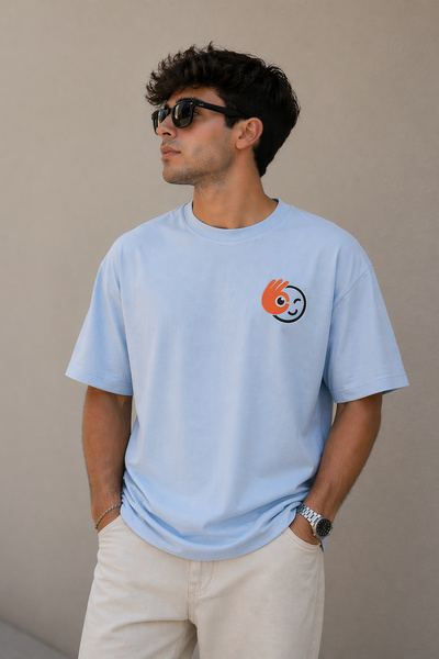 ArtYus Μπλουζάκι Unisex Oversize με εμπριμέ σήμα Emoji – Βαμβακερό T-Shirt με...