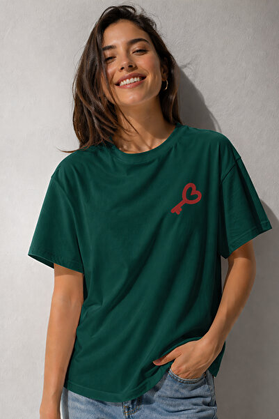 ArtYus Μπλουζάκι Heart Key Minimal Printed Unisex Oversize – Βαμβακερό T-Shir...