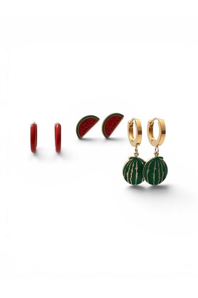 Bo Takı ve Aksesuar Çelik renkli 6 lı set küpe