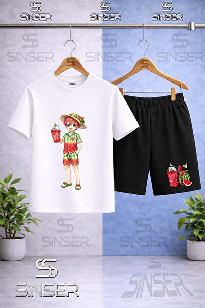 SS SİNSER Παιδικό ΣΕΤ ΑΓΟΡΙΩΝ με στάμπα και λαιμόκοψη ποδηλάτου - Σορτς