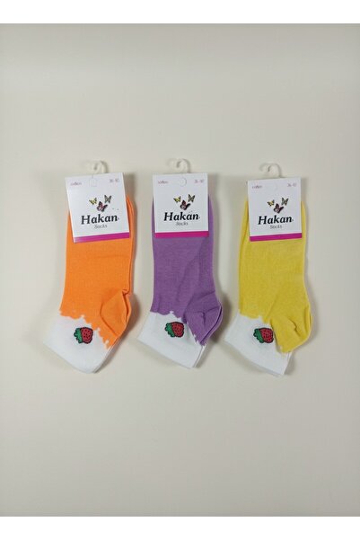 Dark Velvet Σετ 3 γυναικείων καλτσών-μποτάκια με σχέδιο φράουλας 36-40