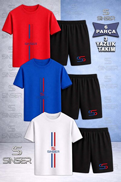 SS SİNSER Παιδικό T-Shirt 3 τεμαχίων με στάμπα Dik Two Line Long - Σετ σορτς