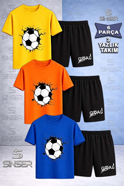 SS SİNSER Παιδικό Σετ Μπλουζάκι 3 τεμαχίων με στάμπα FOOTBALL BALL GRAFT με λ...