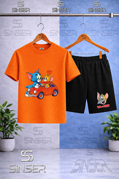 SS SİNSER Παιδικό T-Shirt με στάμπα CAT MOUSE TM JRY IN CAR HEART - Σετ σορτς