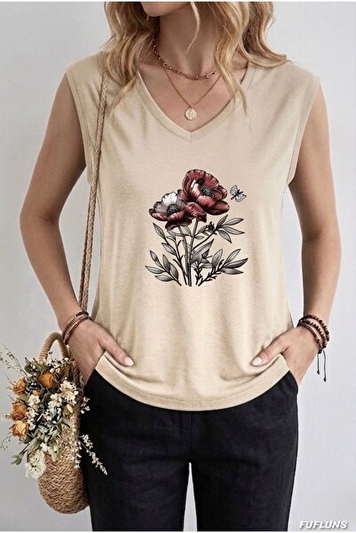 FUFLUNS ΓΥΝΑΙΚΕΙΟ ΑΜΑΝΙΚΟ ΜΠΛΟΥΖΑΚΙ OVERSIZE ΜΕ ΣΤΑΜΠΑ ΑΝΘΕΩΝ ΚΑΙ ΦΥΛΛΩΝ