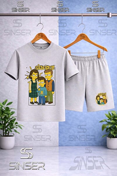 SS SİNSER Children's Smpsn Sinser Printed Crew Neck T-Shirt - Shorts Set