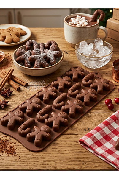HZL HOME Gingerbread Man Silikon Kalıp - El Yapımı Çikolata, Buz ve Kalıbı