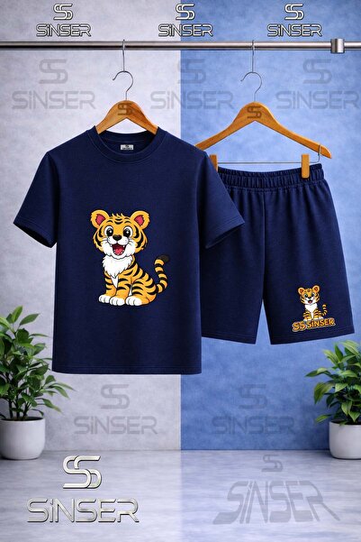 SS SİNSER Παιδικό μπλουζάκι με στάμπα SINSER KAPLAN OTURAN με λαιμόκοψη ποδηλ...