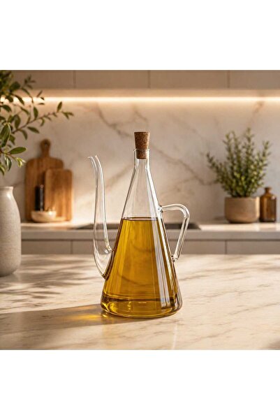 MEHAY HOME Akasya Tıpalı Borosilikat Cam Yağdanlık (500 ml)