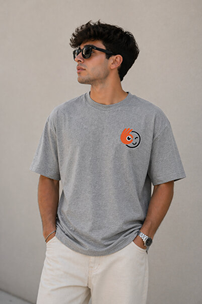 ArtYus Μπλουζάκι Unisex Oversize με εμπριμέ σήμα Emoji – Βαμβακερό T-Shirt με...