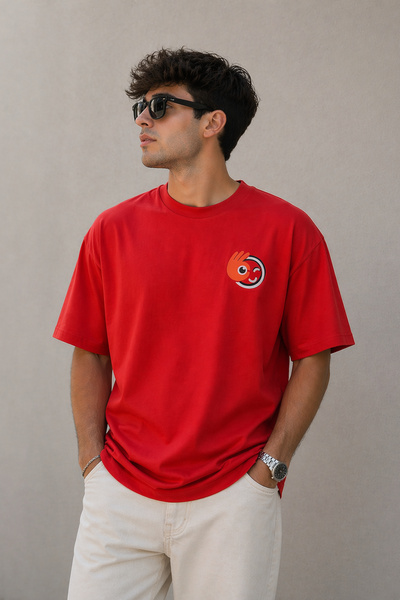 ArtYus Μπλουζάκι Unisex Oversize με εμπριμέ σήμα Emoji – Βαμβακερό T-Shirt με...