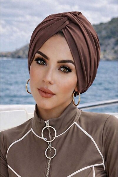 Aişe tesettür Κόκκινο Καφέ Μοντέλο Στριφτό Σχέδιο Έτοιμο Ναυτικό - Καπέλο Πισ...