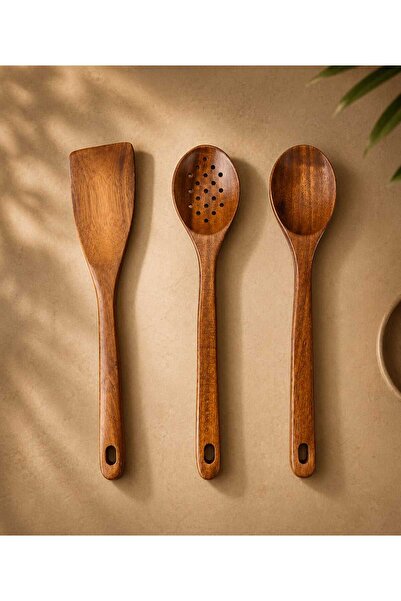 MEHAY HOME Acacia 3-Piece Spoon Set - Light Brown