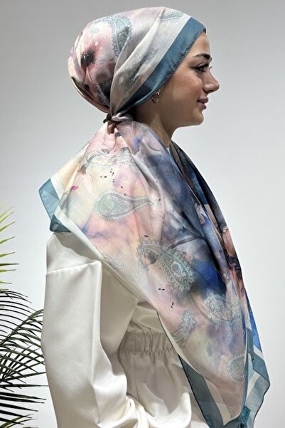 Firuze scarf Ethnic Flower Pattern Turquoise Color Soft Shawl