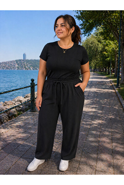 Trendline γυναικείο παντελόνι μεγάλου μεγέθους casual palazzo