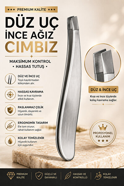 Syku Premium Eğik Uç Yan Cımbız Paslanmaz Çelik Kaş Alma Batık ve İnce Tüyler...