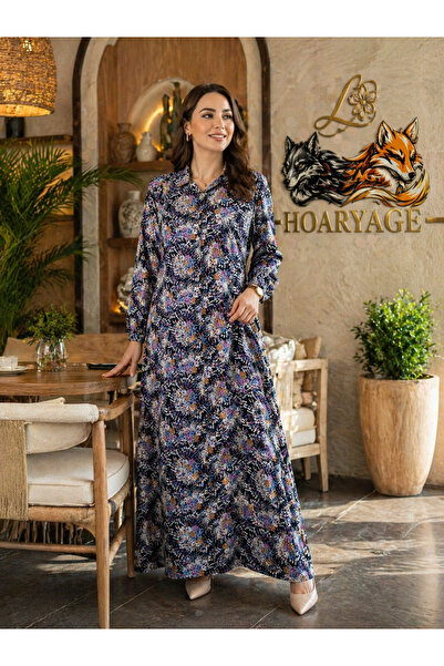 hoaryage 100% βαμβακερό βισκόζι με ζώνη στη μέση, γιακά, μακρυμάνικο, με κουμ...