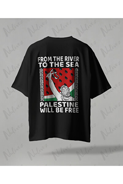 Nulivez تي شيرت فلسطيني بتصميم كبير الحجم للجنسين مزين بنمط الكيفي وطباعة ملا...