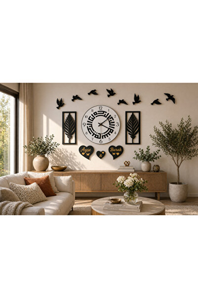 mrchediyesepeti Stylish Design Wall Clock for Salon 40 cm Flowers 40 cm Birds...