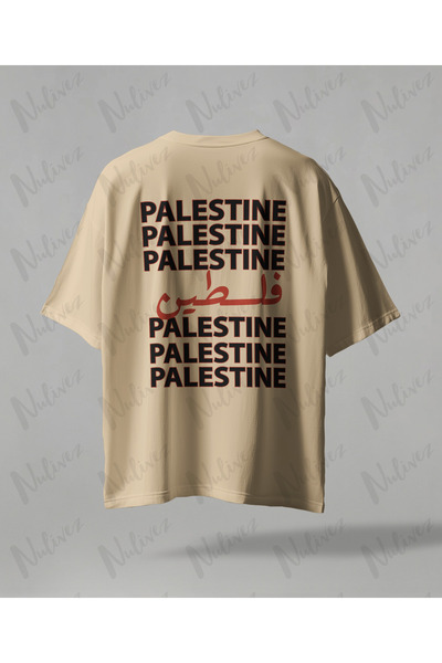 Nulivez تي شيرت فلسطيني بتصميم كبير الحجم للجنسين مزين بنمط الكيفي وطباعة ملا...