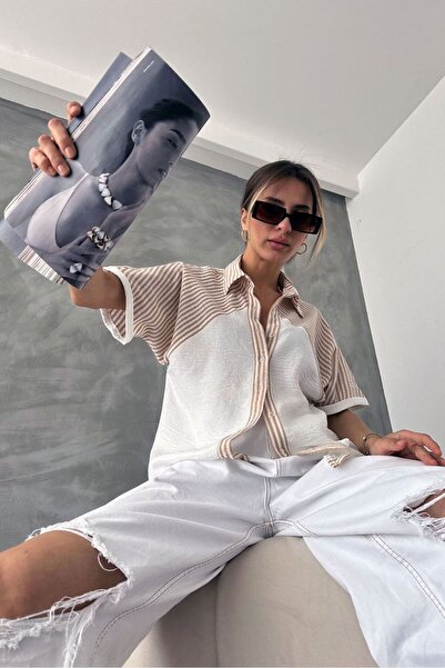 VERYMODA Πουκάμισο με χαμηλό μανίκι και λεπτομέρεια από πέτρινη ύφανση |   VM...