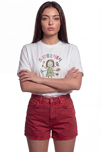 Color Luxe تي شيرت نسائي بتصميم "Supermom" - قطن فاخر خاص للأمهات اللواتي يحف...