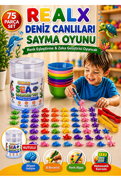 Realx Deniz Canlılarını Renklerine Ayır Ve Say 75 Parça Eğitici Hayvan Figür ...