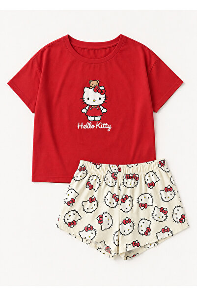 Silona Homewear Set pantaloni scurți Zezex Kitty 2 Red Supersoft